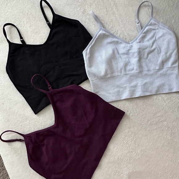 Zella Other - Zella Women's Ribbed Crop Tops - Black, light blue, and maroon Purple